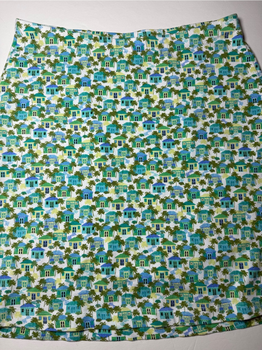 J. Jill Size S Tropical Village Print A-line Skirt Cotton Blend Pull On Pockets
